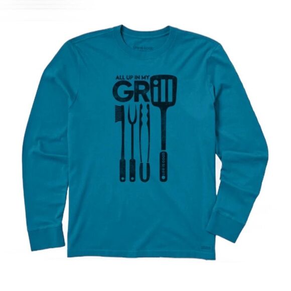 LIFE IS GOOD MENS CRUSHER LITE LONG SLEEVE T-SHIRT ALL UP IN MY GRILL MEDIUM - Picture 5 of 7